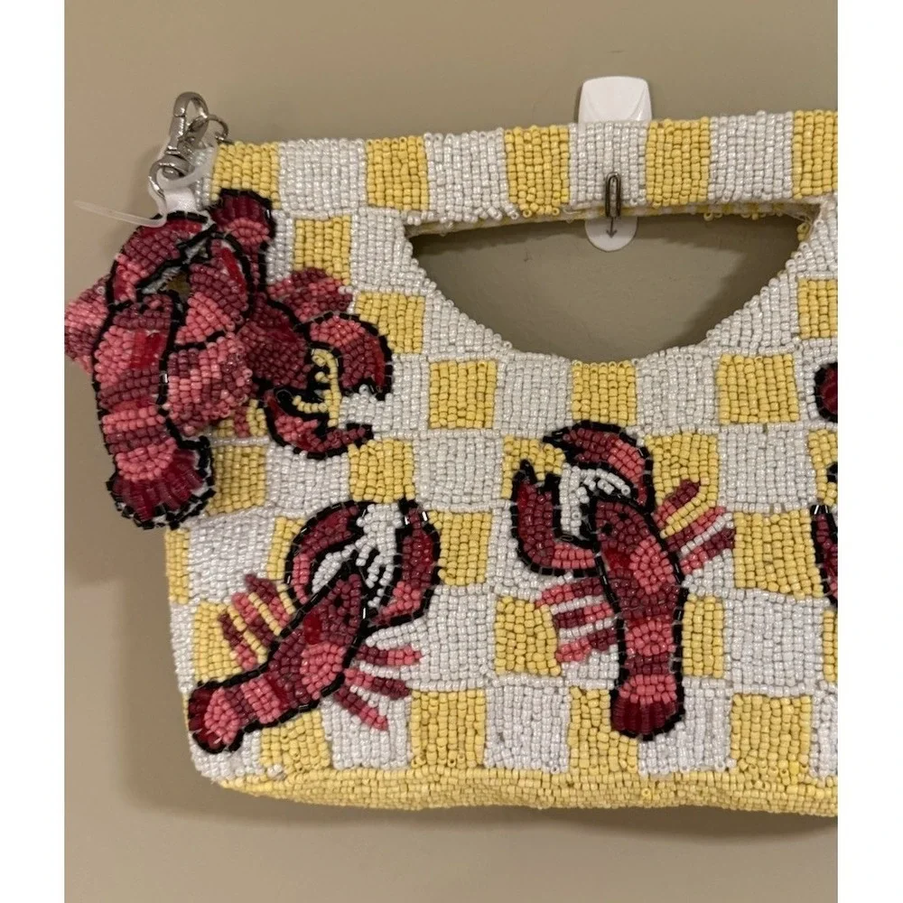 New Release Handcrafted India Yellow Lobster‎ Crossbody Beaded Bag Viral TikTok